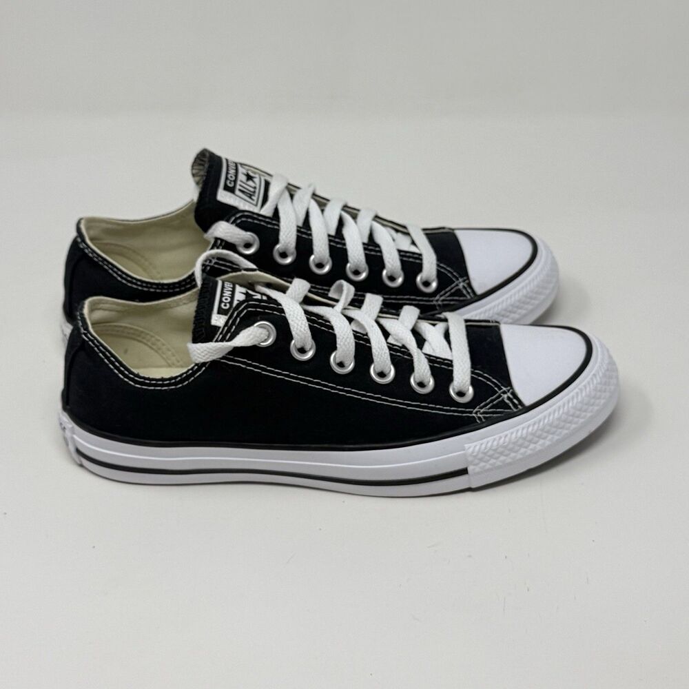 Converse All Star Sneakers Womens 7 Black Canvas Low Top Preppy Grunge Shoes - Picture 3 of 16